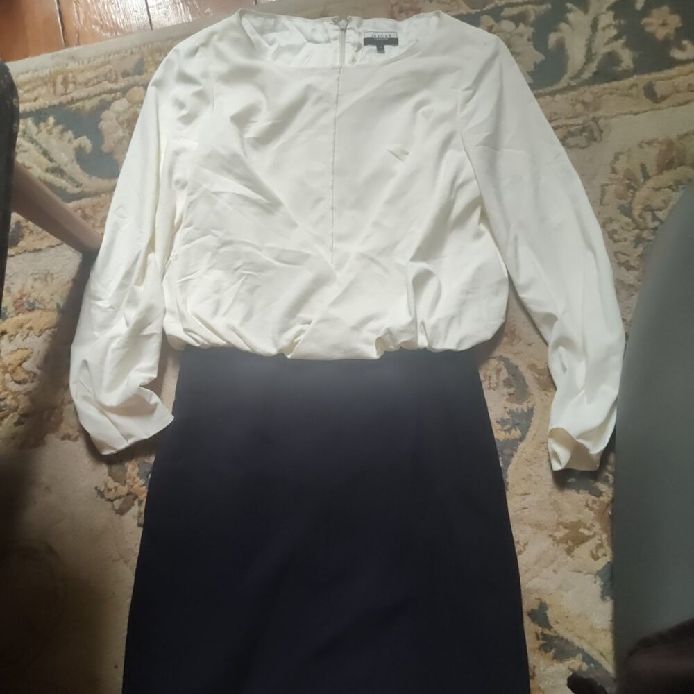 Jaeger Dress Wool Skirt Viscose Top US 6 UK 8 EUR 36 Beautiful Lined Twist
